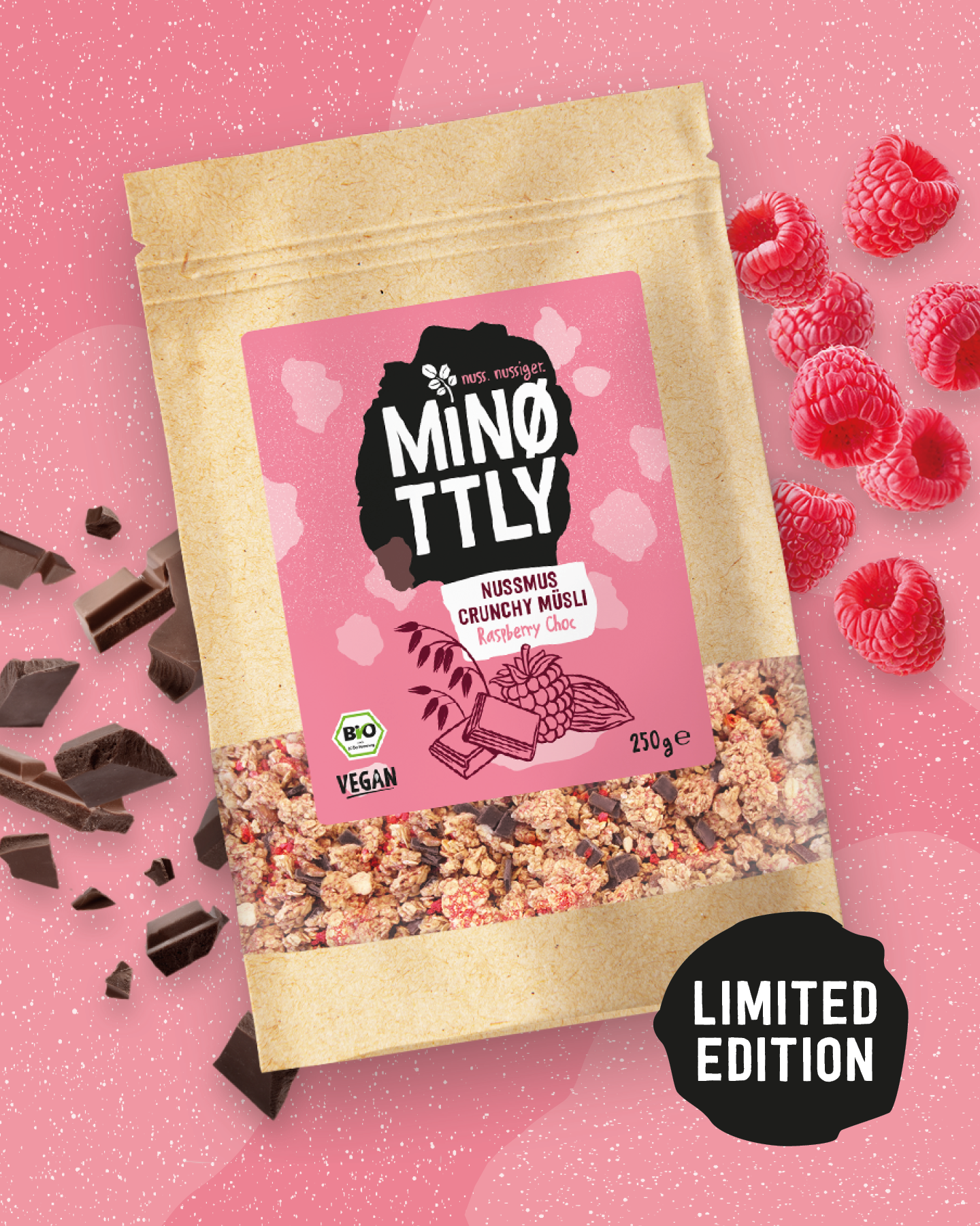 MiNøttly Limited Edition - Bio Nussmus Crunchy Raspberry Choc