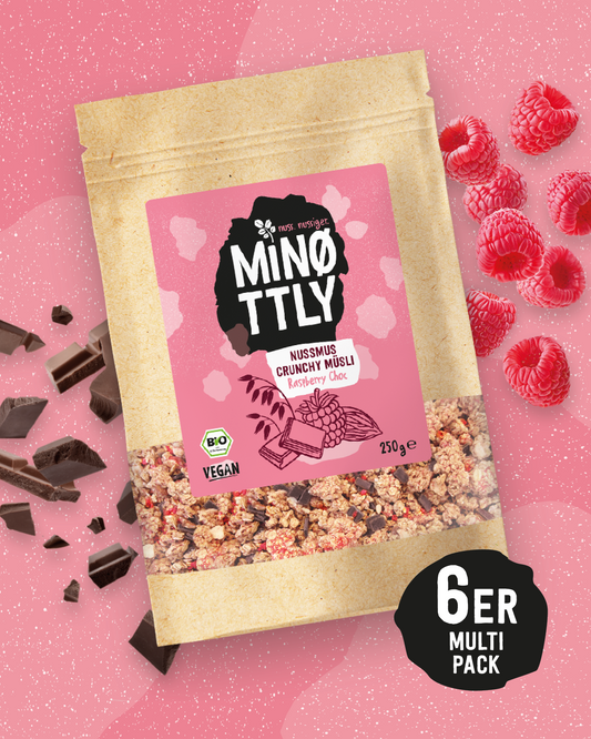 MiNøttly Limited Edition - Bio Nussmus Crunchy Raspberry Choc - 6er Multipack